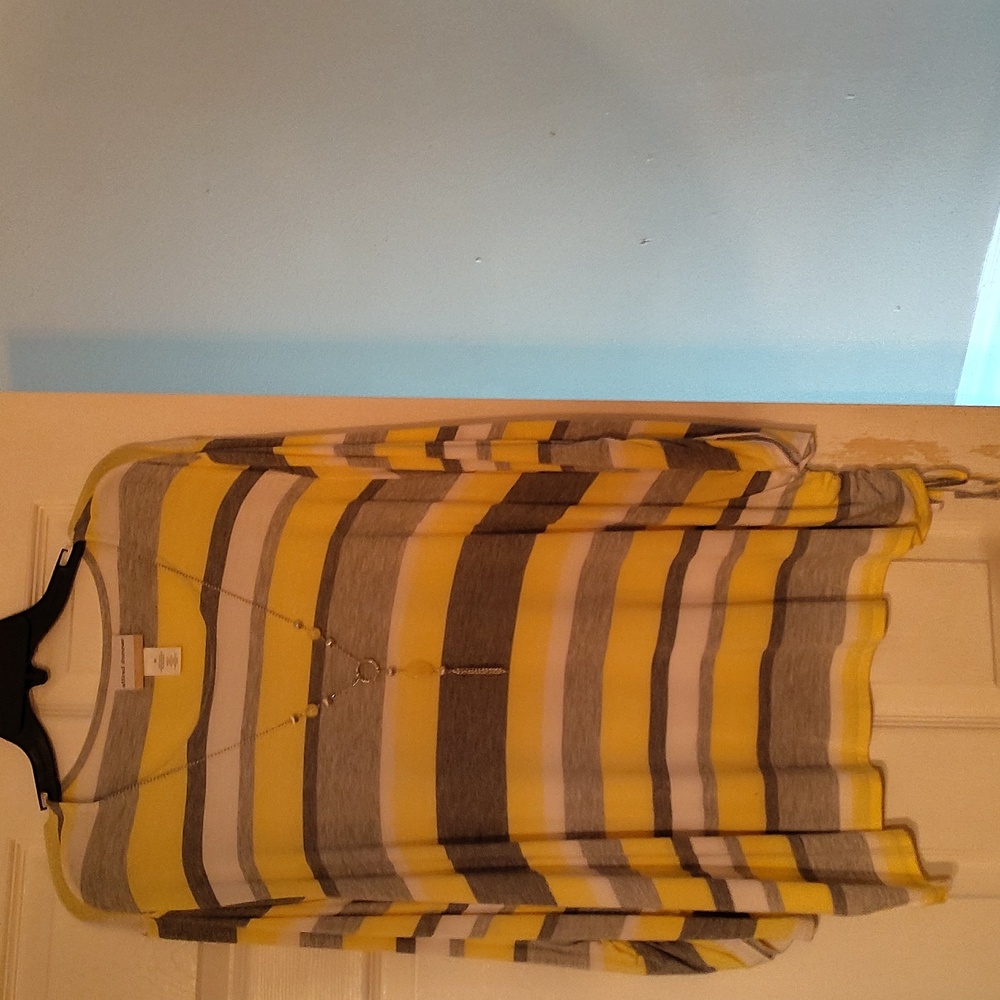 Yellow and Gray Striped Tunic
